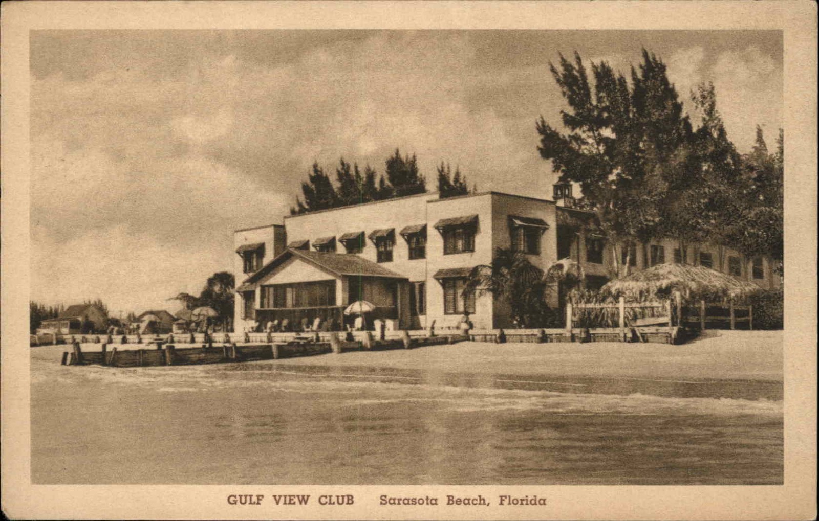Sarasota Beach FL Florida Gulf View Club Beach c1930-50s Vintage Postcard