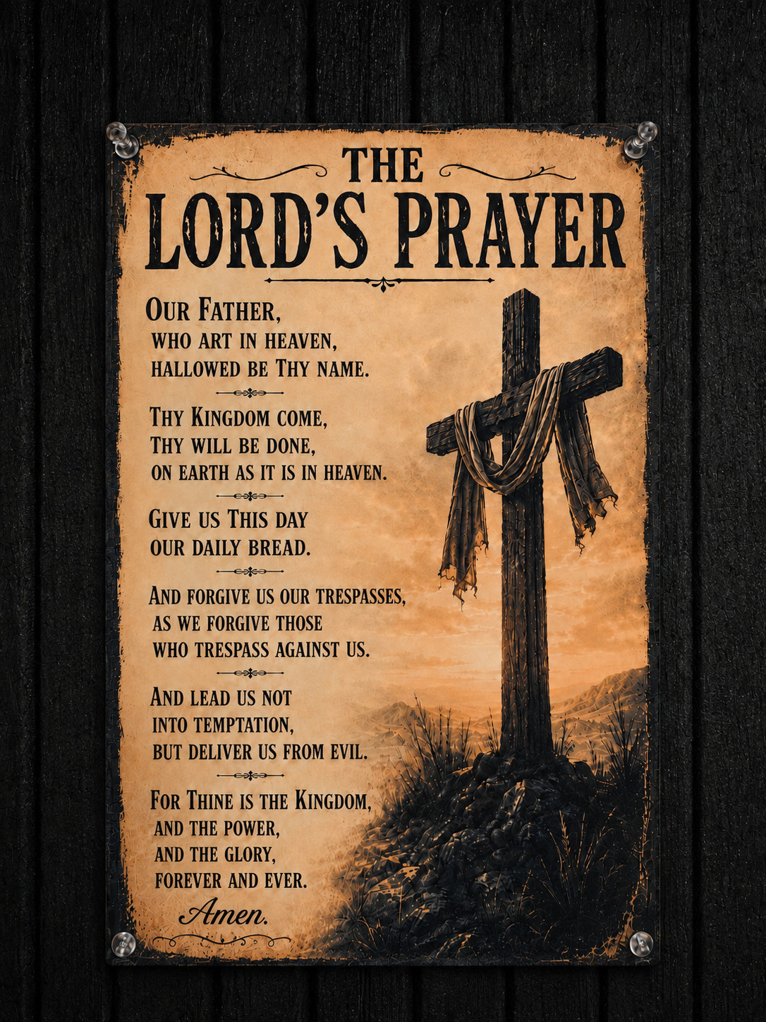 The Lord’s Prayer Metal Sign, Rustic Christian Cross Wall Decor, Religious Gift The Lord’s Prayer Metal Sign, Rustic Christian Cross Wall Decor, Religious Gift