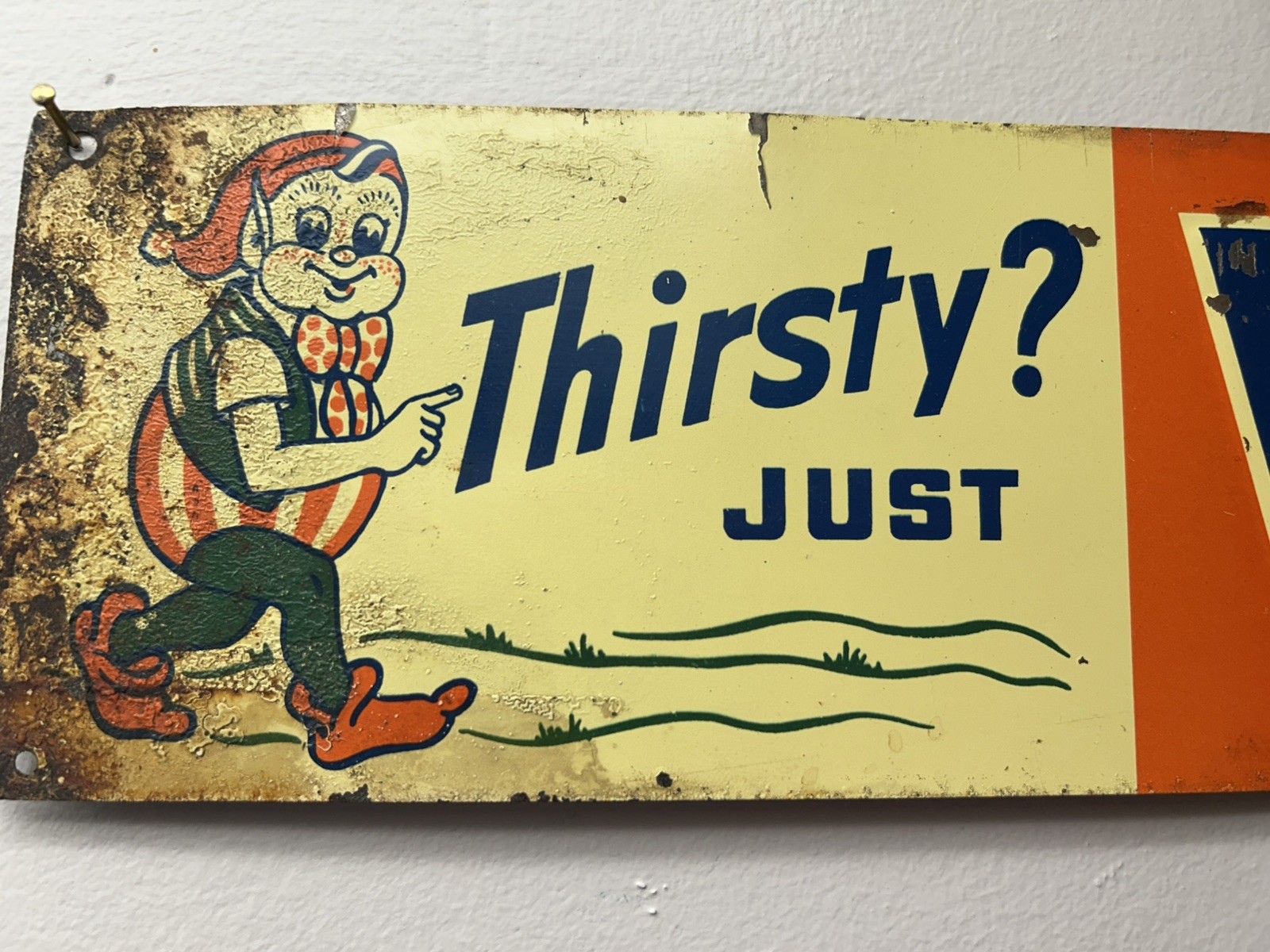 1940’s Tin Tacker WHISTLE SODA SIGN⚡️⚡️⚡️Great Condition ⚡️⚡️⚡️