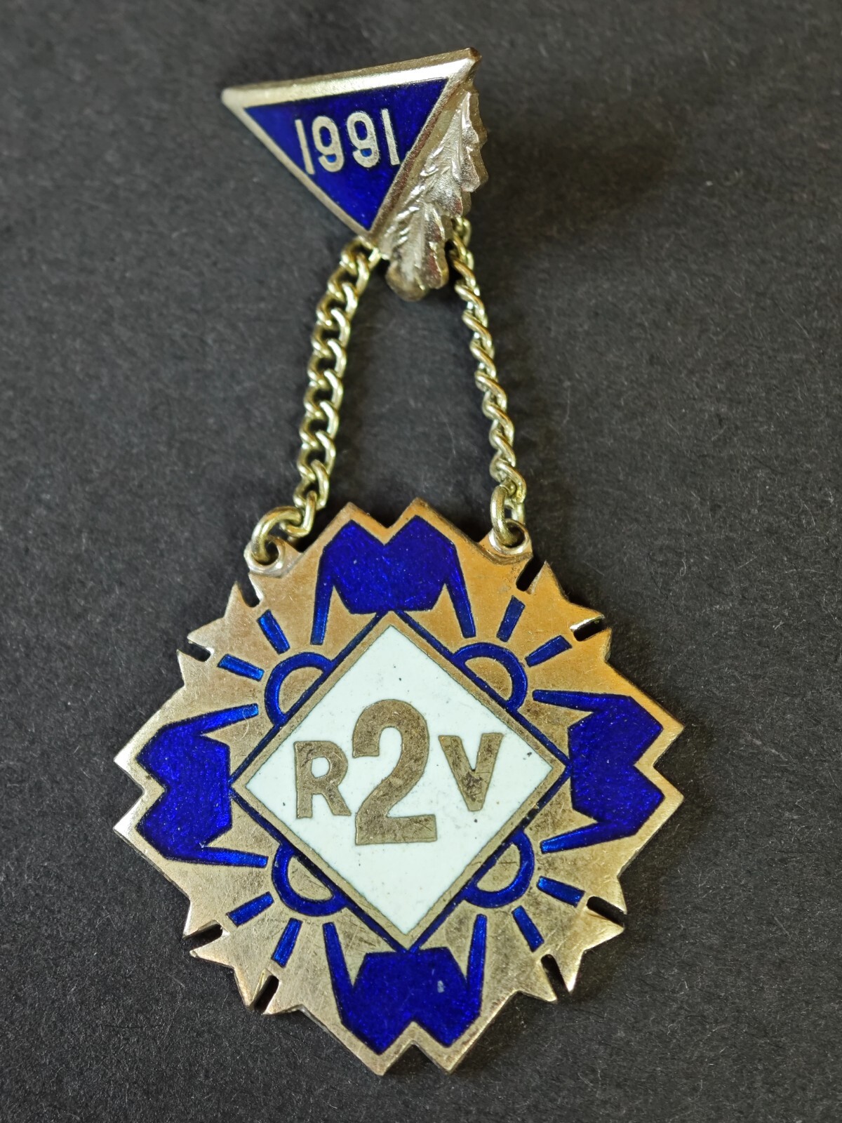 1991 USSR Soviet Latvia Riga 2 High School Graduation Rhomb Badge #2027