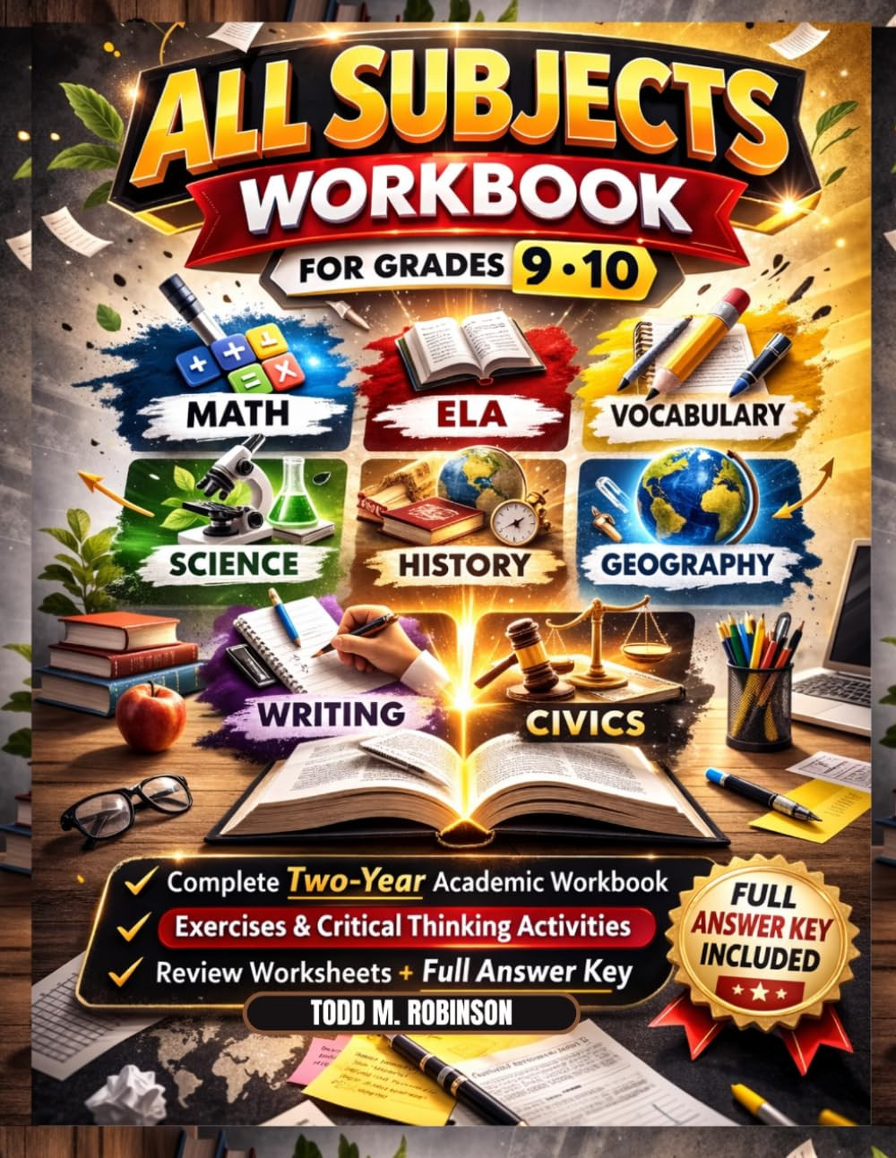 All Subjects Workbook for Grades 9-10: a Complete Two-Year Academic Workbook Cov