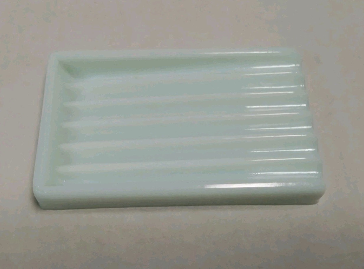 Vintage Milk Glass Dental Tray or Pale Blue Milk Glass Soap Dish Holder Ribbed