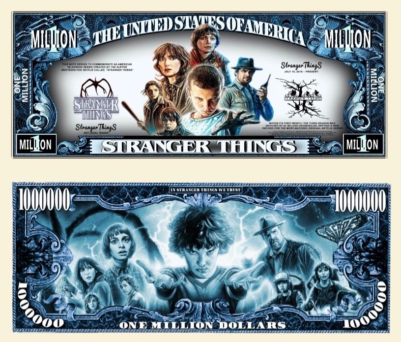 40 Pack Stranger Things Money Sci-Fi Collectible Novelty 1 Million Dollar Bills