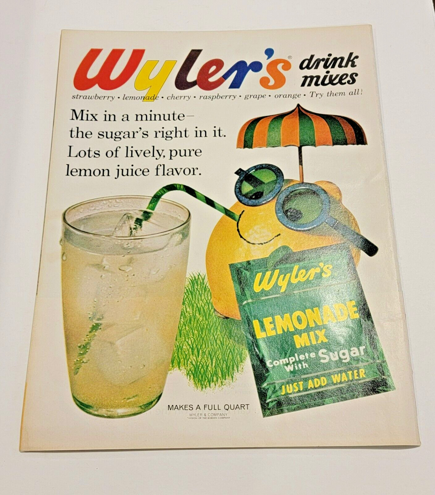 Original 1962 Wyler\'s Lemonade Mix 11x14 print ad Original 1962 Wyler\'s Lemonade Mix 11x14 print ad