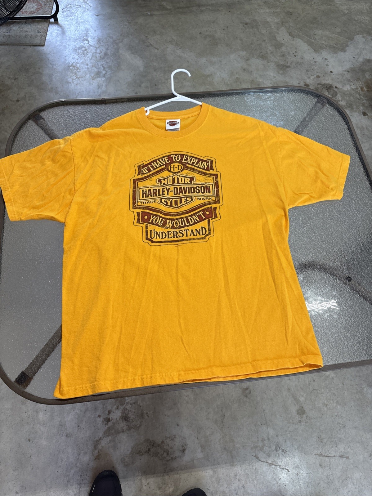 Vtg Harley Davidson Shirt XL Yellow Hanes Beefy T Made USA Excellent Condition