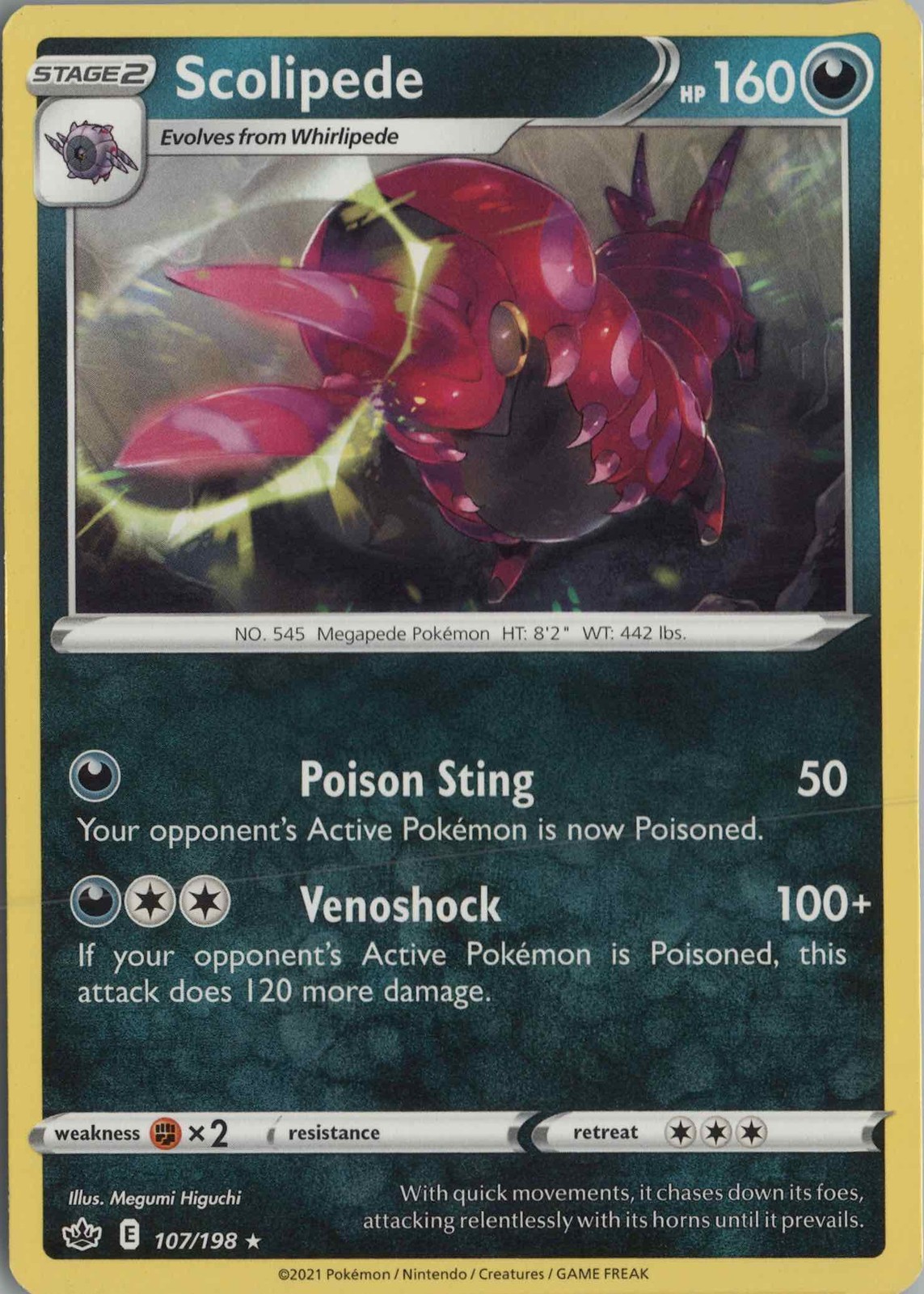 2021 POKÉMON SWORD AND SHIELD BLACK STAR PROMO 151 #107 SCOLIPEDE FULL ART