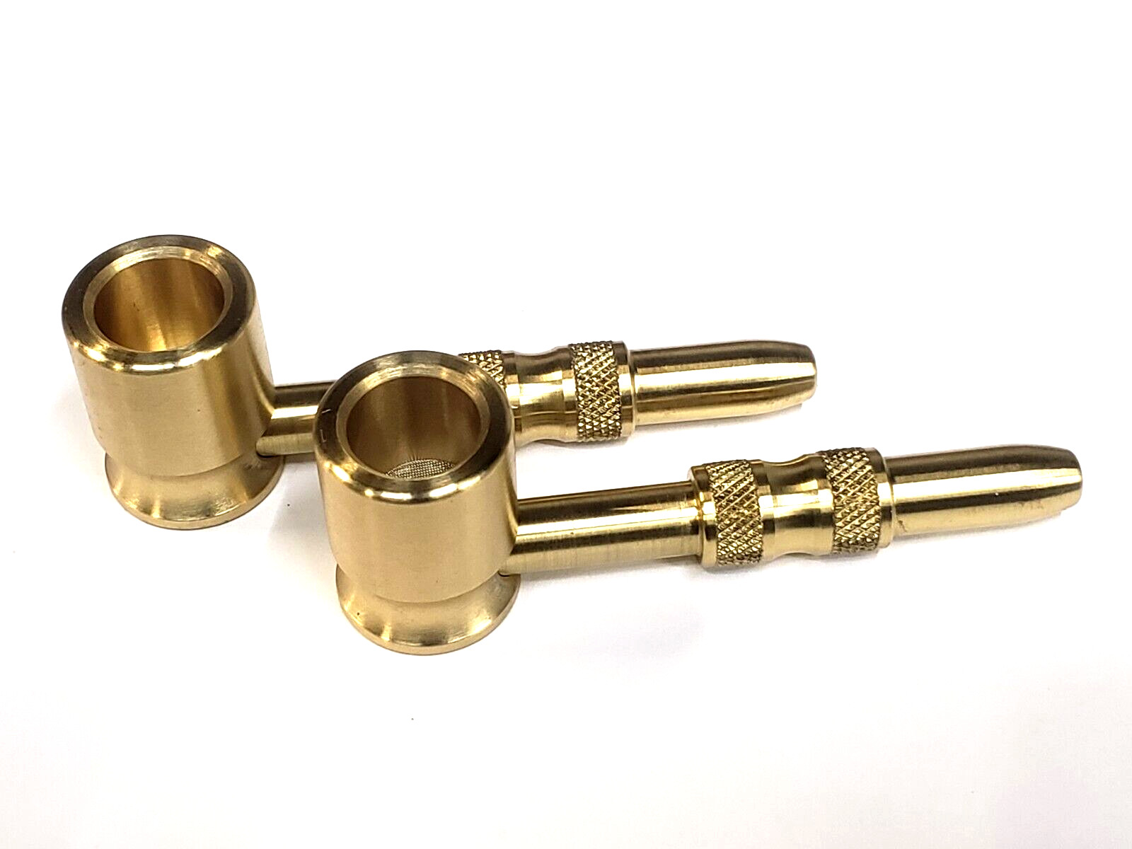 TWO LARGE SOLID BRASS  SMOKING PIPES *TWO PACK*  MADE IN USA  LARGE  BOWLS