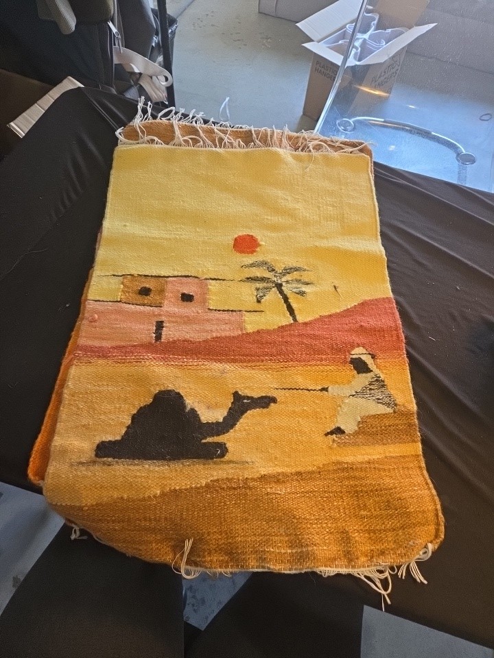 Primative Kilim Woven Wool Tapestry...Pyramids with Water/Lake..11.5