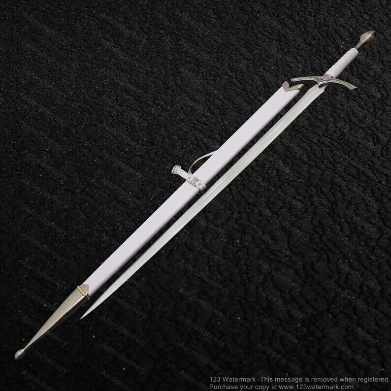 White Glamdring Sword W Scabbard LOTR Gandalf Wizard Christmas Cosplay Display