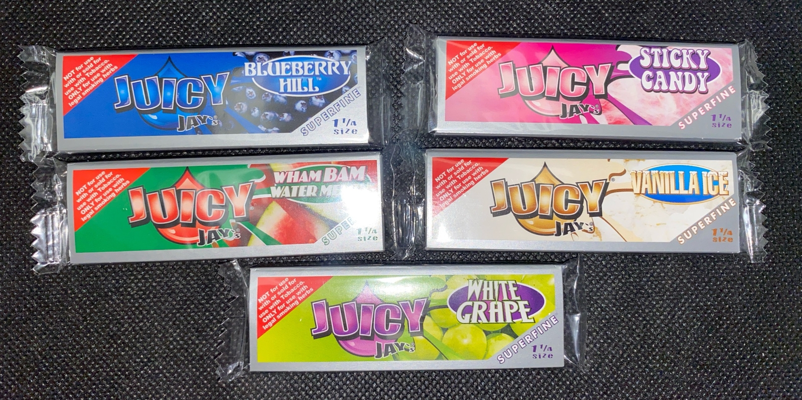 Juicy Jay’s 1.25 Rolling Papers Variety  Sampler 5 Pack The Super Fine On Sale
