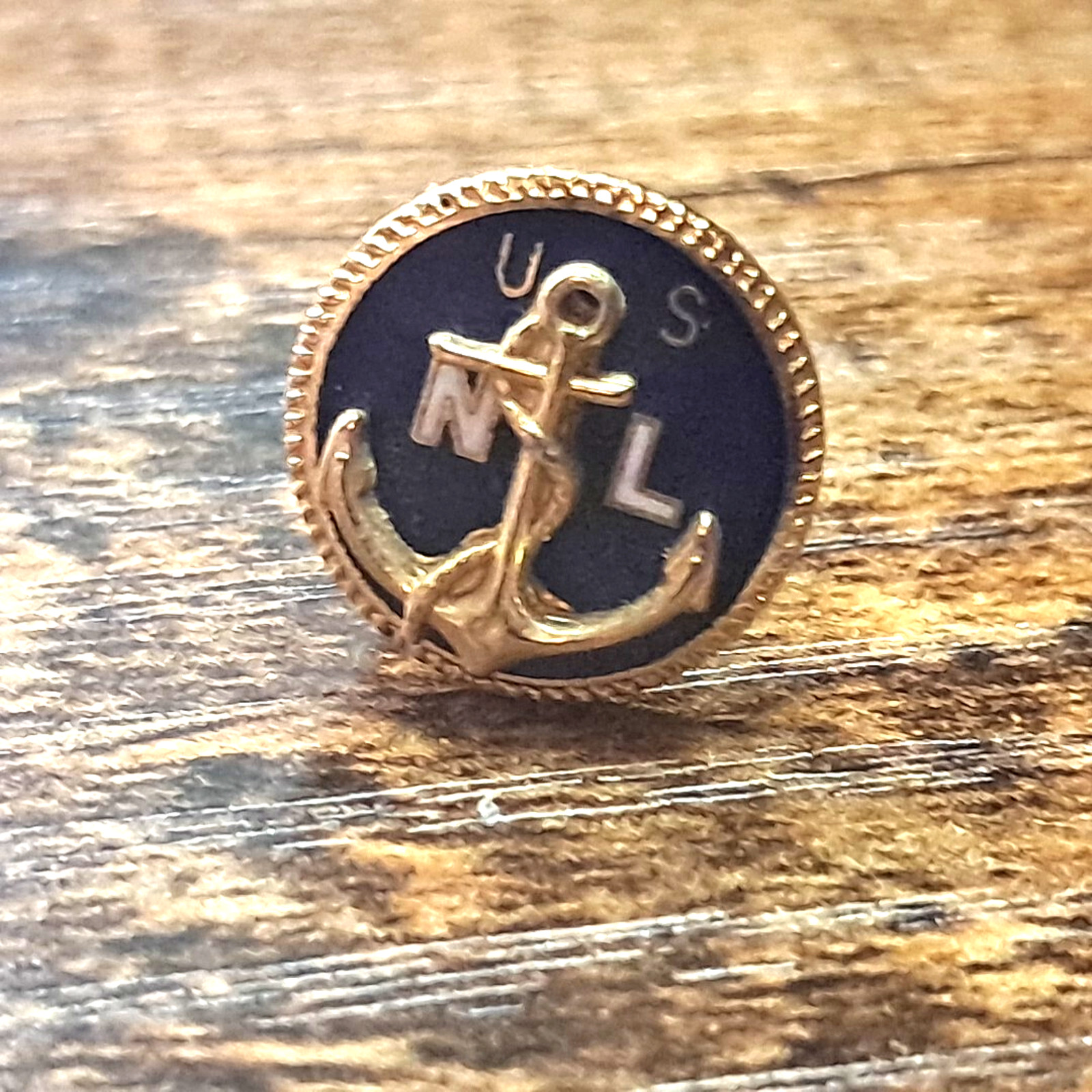 US Navy League NL Gold Tone Anchor Blue USNL Enameled Pin Shirt Tie Hat Lapel