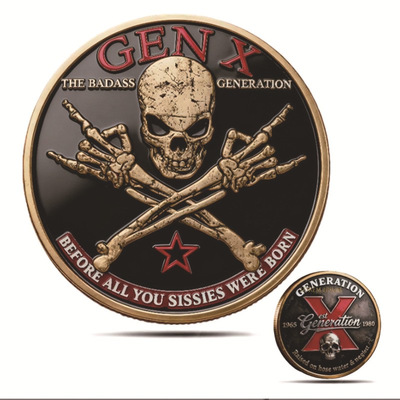 GEN X Coin -The Ultimate Tribute to The Badass Generation Gen X Skull Coin JQ