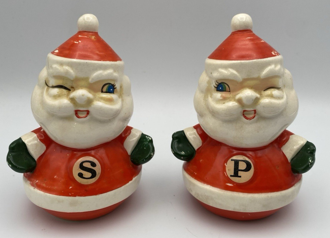Vintage Holt Howard HH Christmas Winking Santa Salt & Pepper Shakers 1961 Japan