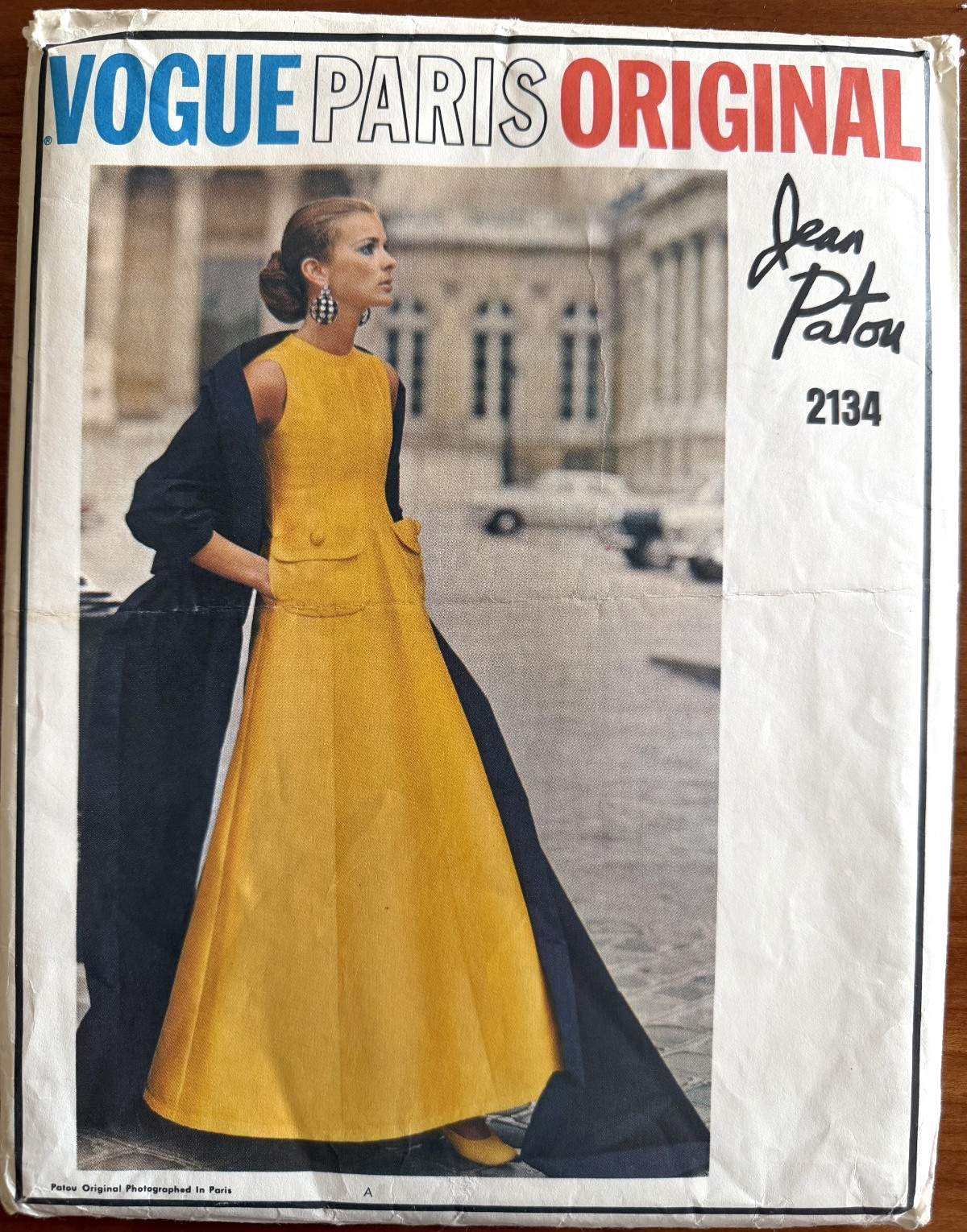 1970s Vogue Paris Original 2314 Jean Patou Evening Dress Sz 14 B36 Uncut w/Label