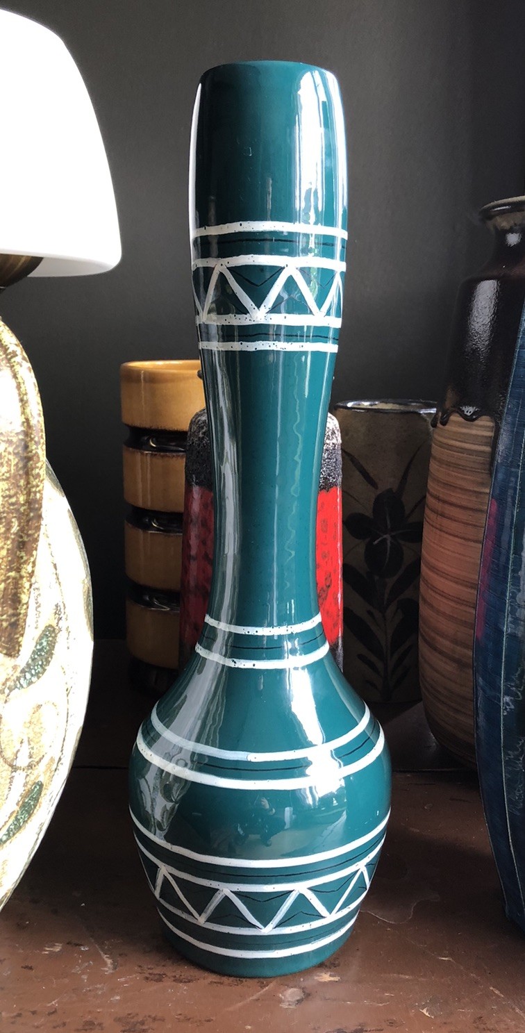 San Polo Italy Vintage MCM Ceramic Vase 16” VENETIAN Turquoise Blue
