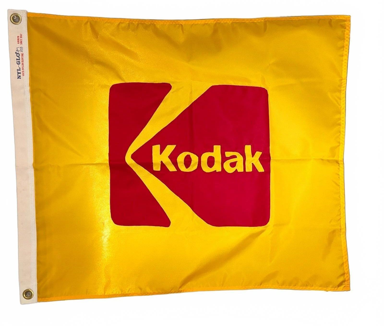 Vintage Kodak K Logo Advertising Flag NYL-GLO Red Yellow Original Box