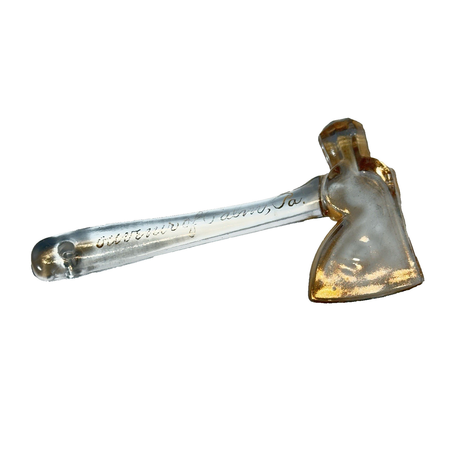 PALM PA Antique DEPRESSION VICTORIAN GOLD Glass Souvenir RARE TRINKET AXE PALM PA Antique DEPRESSION VICTORIAN GOLD Glass Souvenir RARE TRINKET AXE