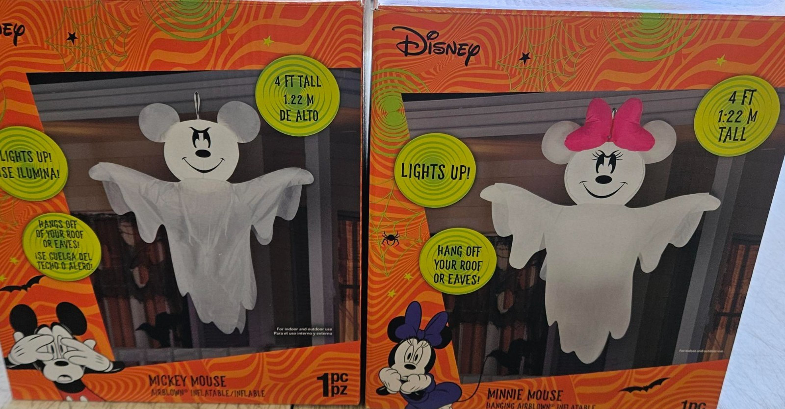 Gemmy 4ft Tall Disney's Mickey and Minnie Hanging Ghost Couple Halloween Inflate
