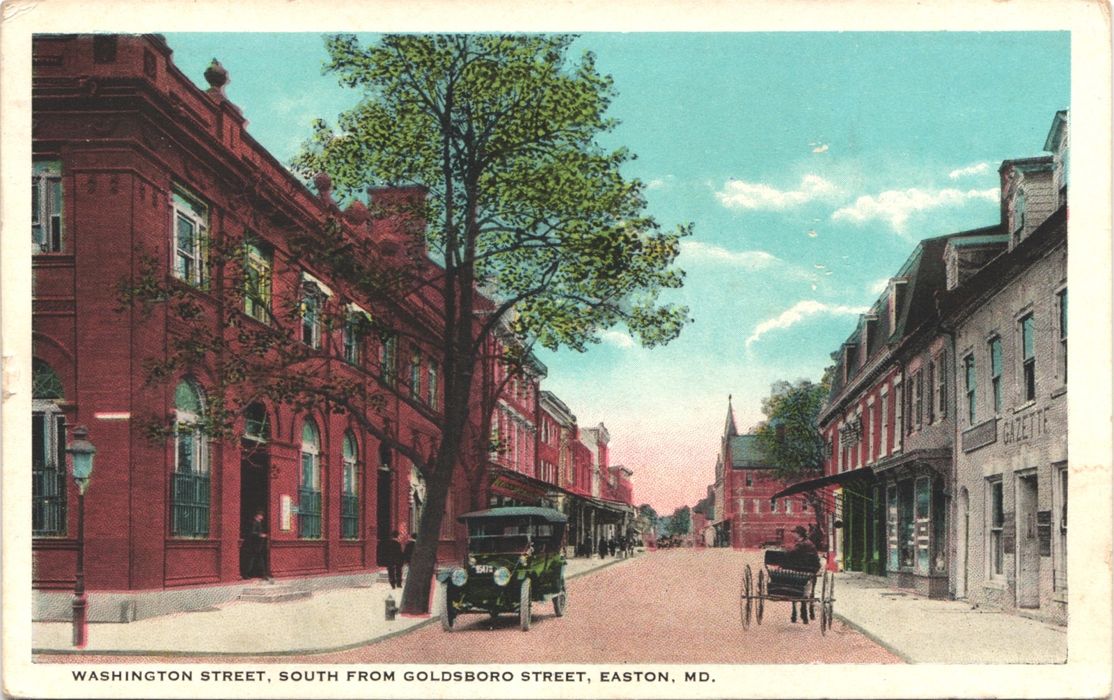 WASHINGTON STREET easton md 1910s postcard maryland historic downtown scene