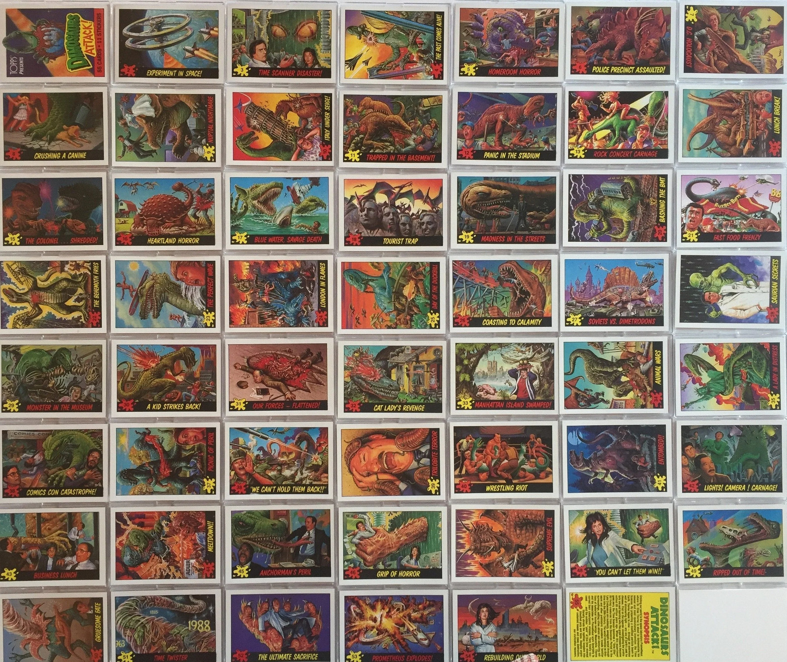 Dinosaurs Attack Trading Card Set 55 Cards and 11 Stickers 1988 Topps