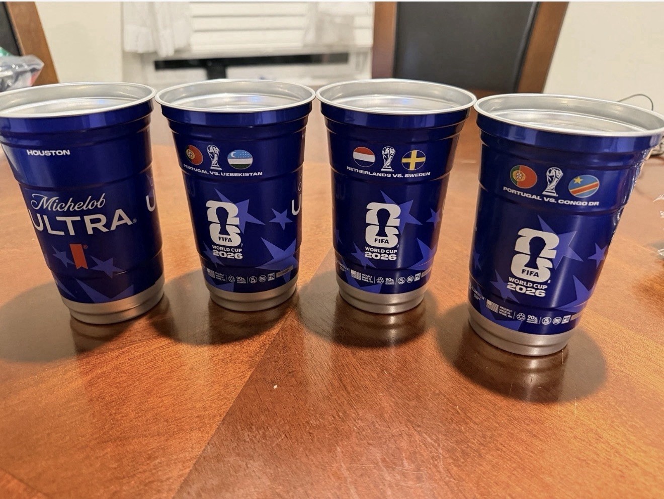 Michelob Ultra FIFA World Cup 2026 Blue Aluminum Cups Set of 4 