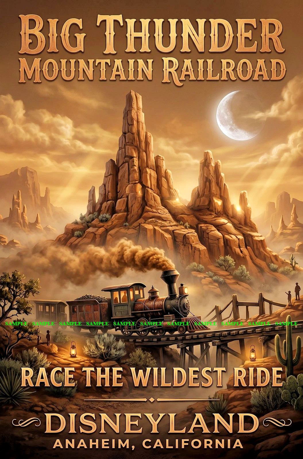 Disneyland Big Thunder Mountain Railroad California Wildest Ride 11  x17 Poster