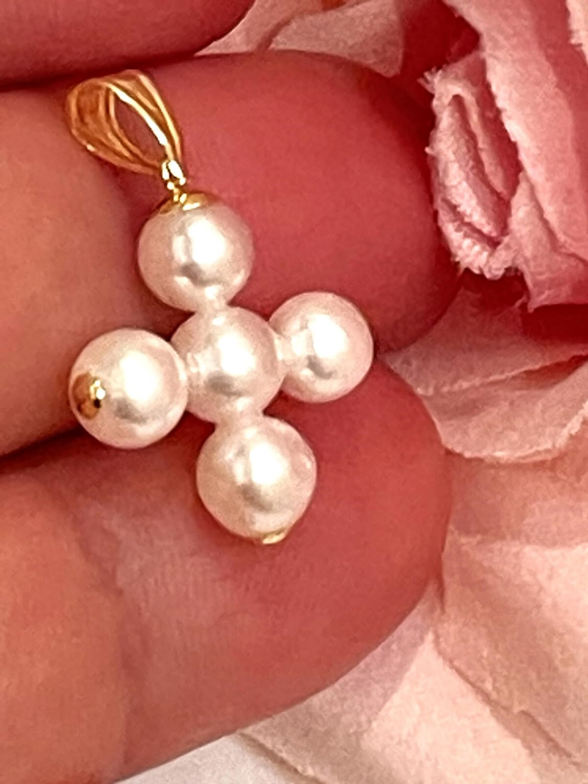 Solid 18k GOLD AAAA Akoya White Pearl Necklace Pendant Cross Natural Sea Pearl Solid 18k GOLD AAAA Akoya White Pearl Necklace Pendant Cross Natural Sea Pearl