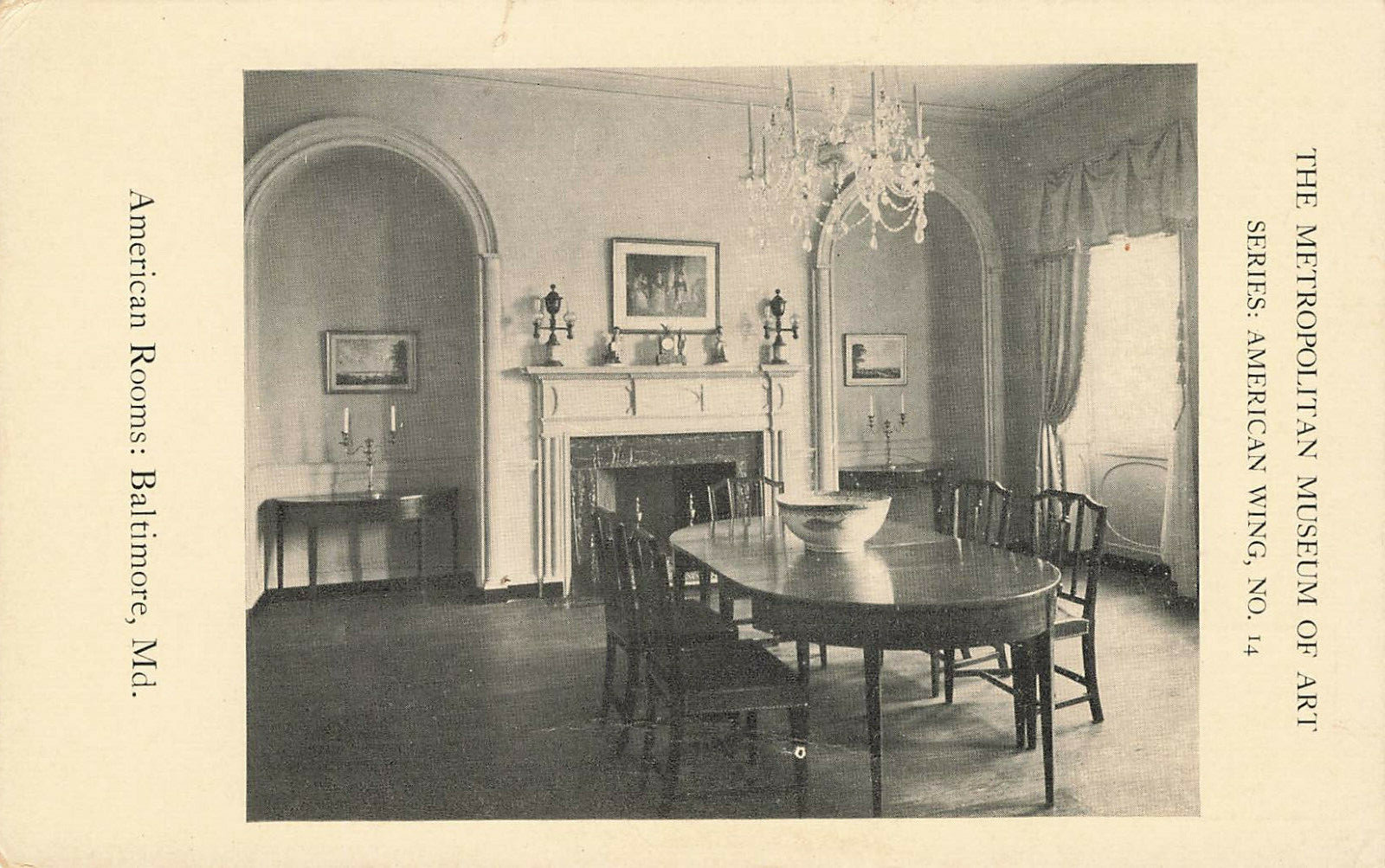 AMERICAN ROOMS SCENE WITH DINING TABLE POSTCARD BALTIMORE MD MARYLAND 1930s