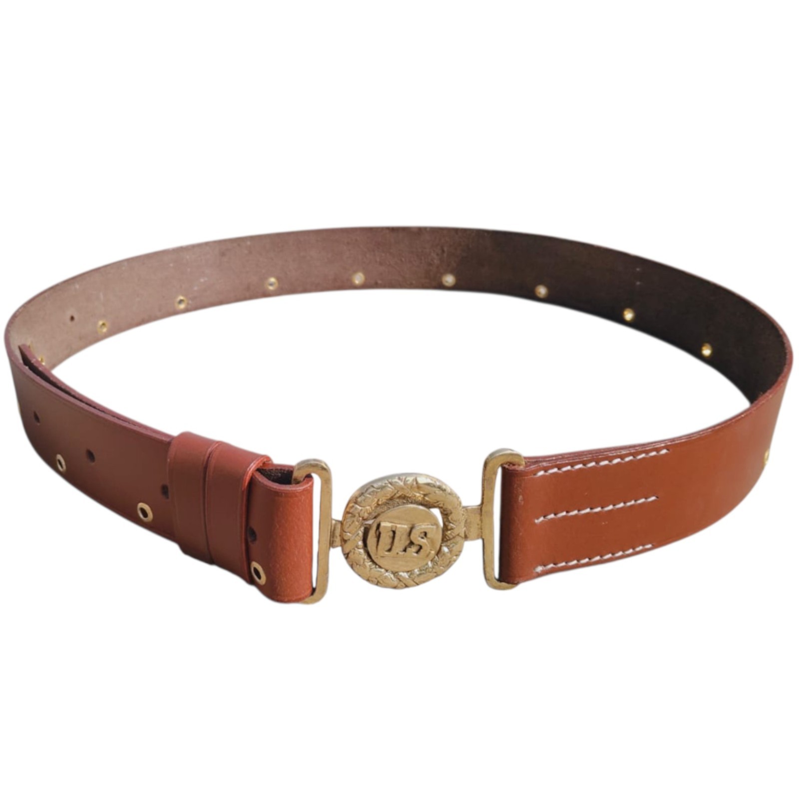 U.S. Officer Leather Belt Reproduction with U.S. Brass TAN U.S. Officer Leather Belt Reproduction with U.S. Brass TAN