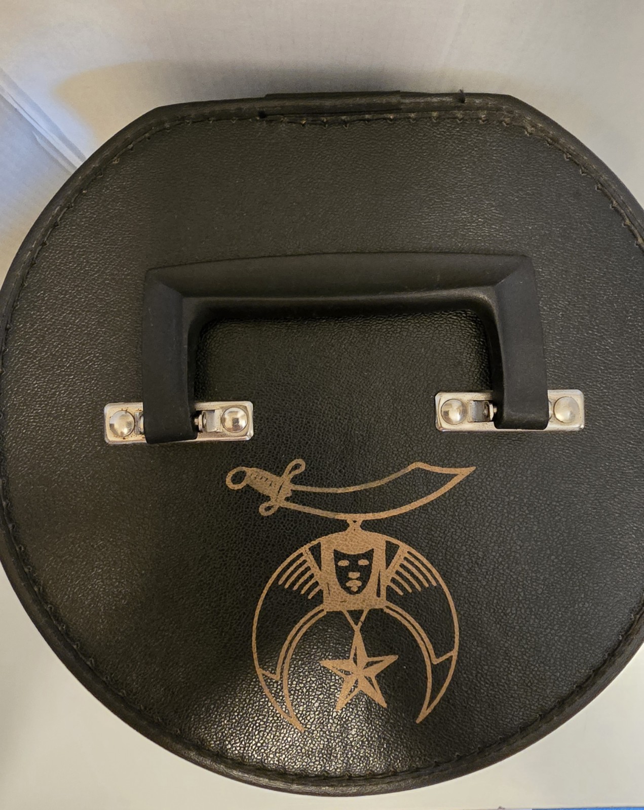 Masonic Shriner Fez Storage Case Black Faux Leather - Nice
