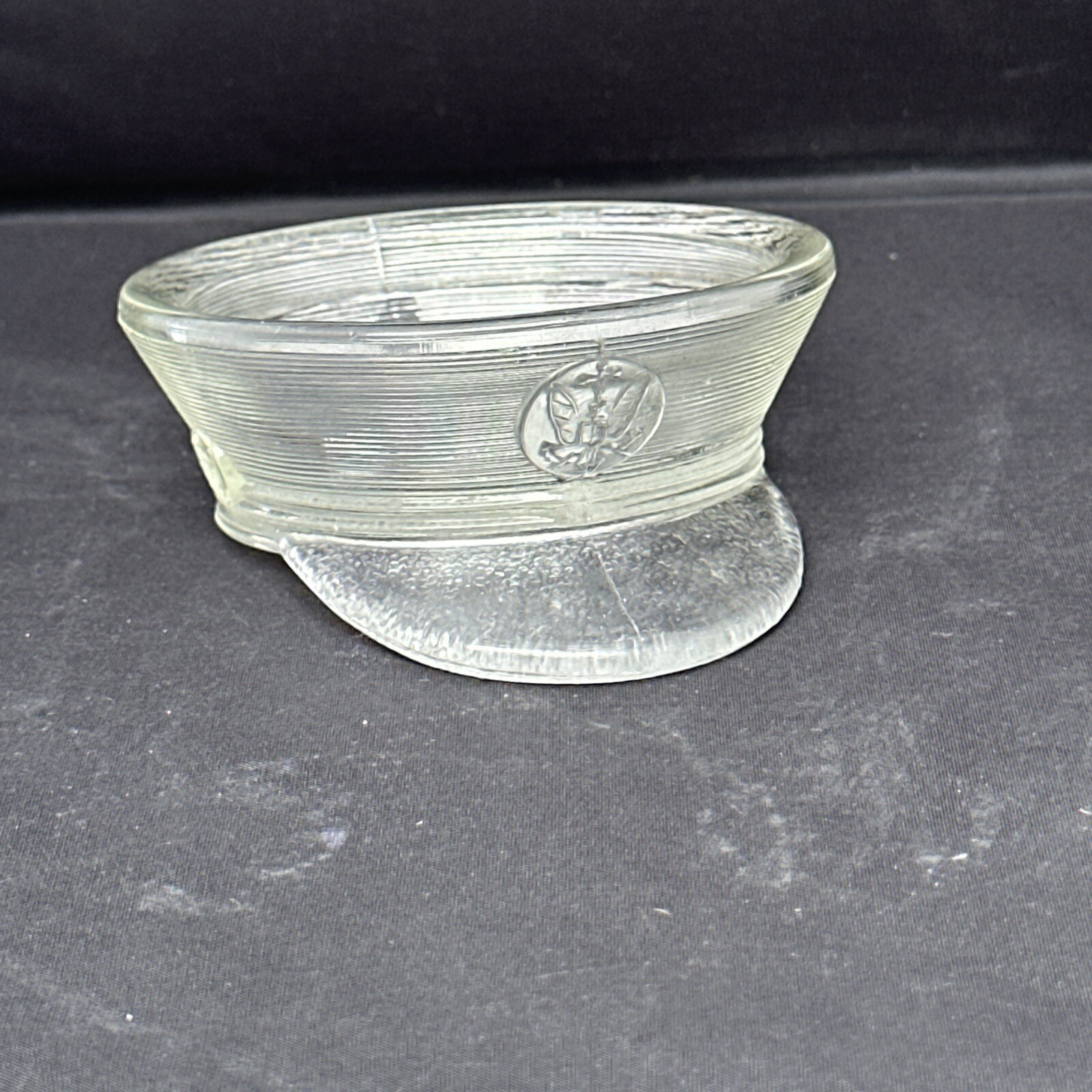 Vintage Military Glass ￼Hat By Pla-Toy Co. Candy Dish