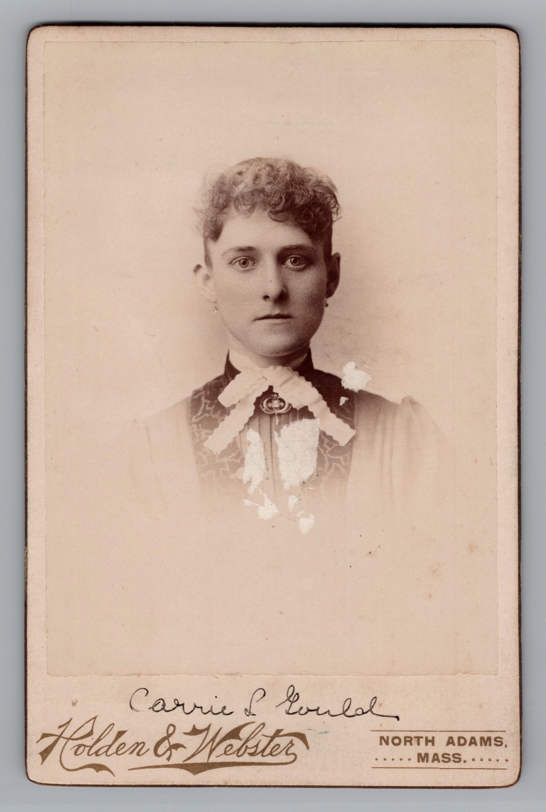 Antique Cabinet Photo Pretty Woman ID Carrie L. Gould North Adams, MA