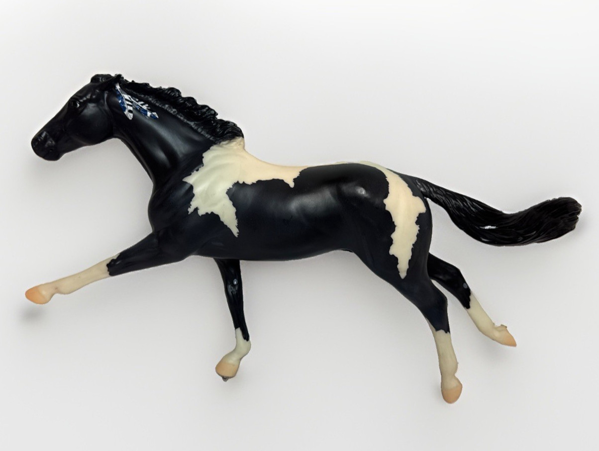Breyer Reeves Black Pinto Horse with Painted Feathers No Stand Rare