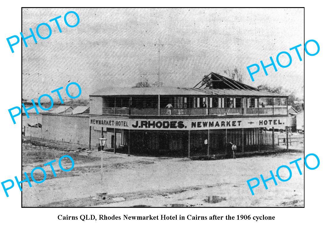 OLD LARGE PHOTO CAIRNS QUEENSLAND NEWMARKET HOTEL AFTER CYCLONE c1906