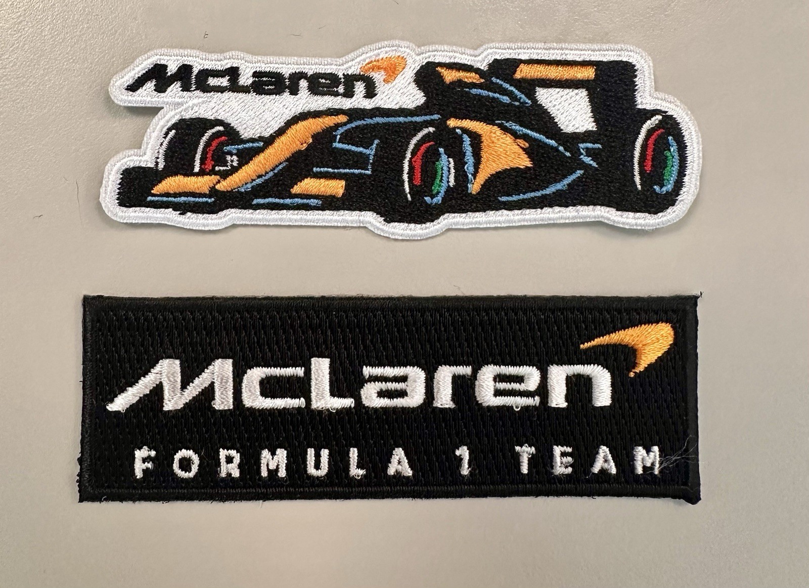 Ultimate Patch 2 Pack  FORMULA ONE F1 RACING Iron-on PATCHES Mc Laren