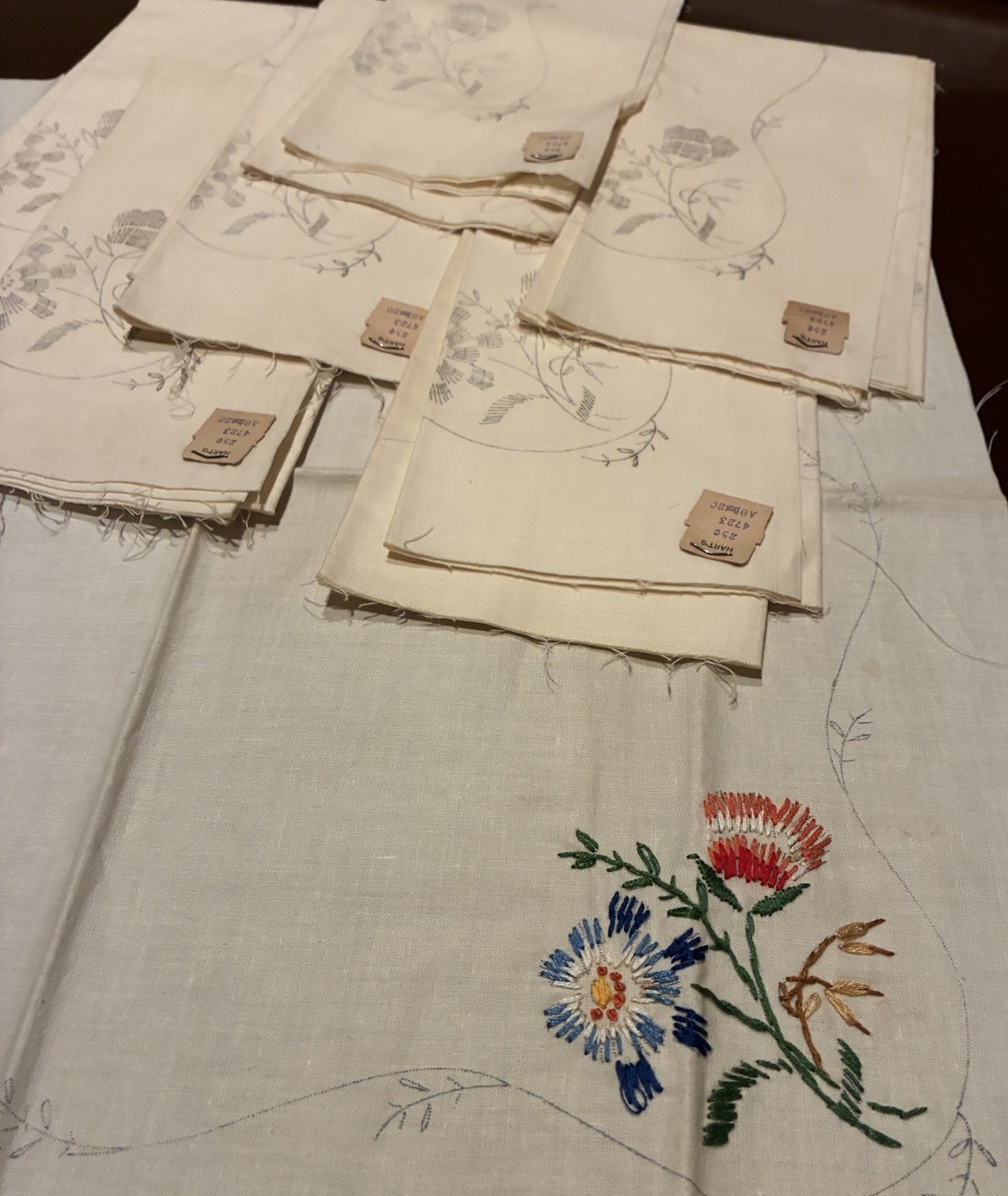 Vtg Hart’s Stamped for Embroidery Napkins Lot 7 NOS 18x18 Mid Century San Jose