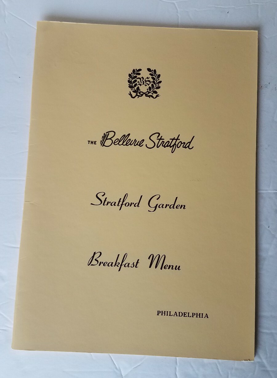 Vintage Bellevue Stratford Menu Philadelphia Pennsylvania Breakfast Menu