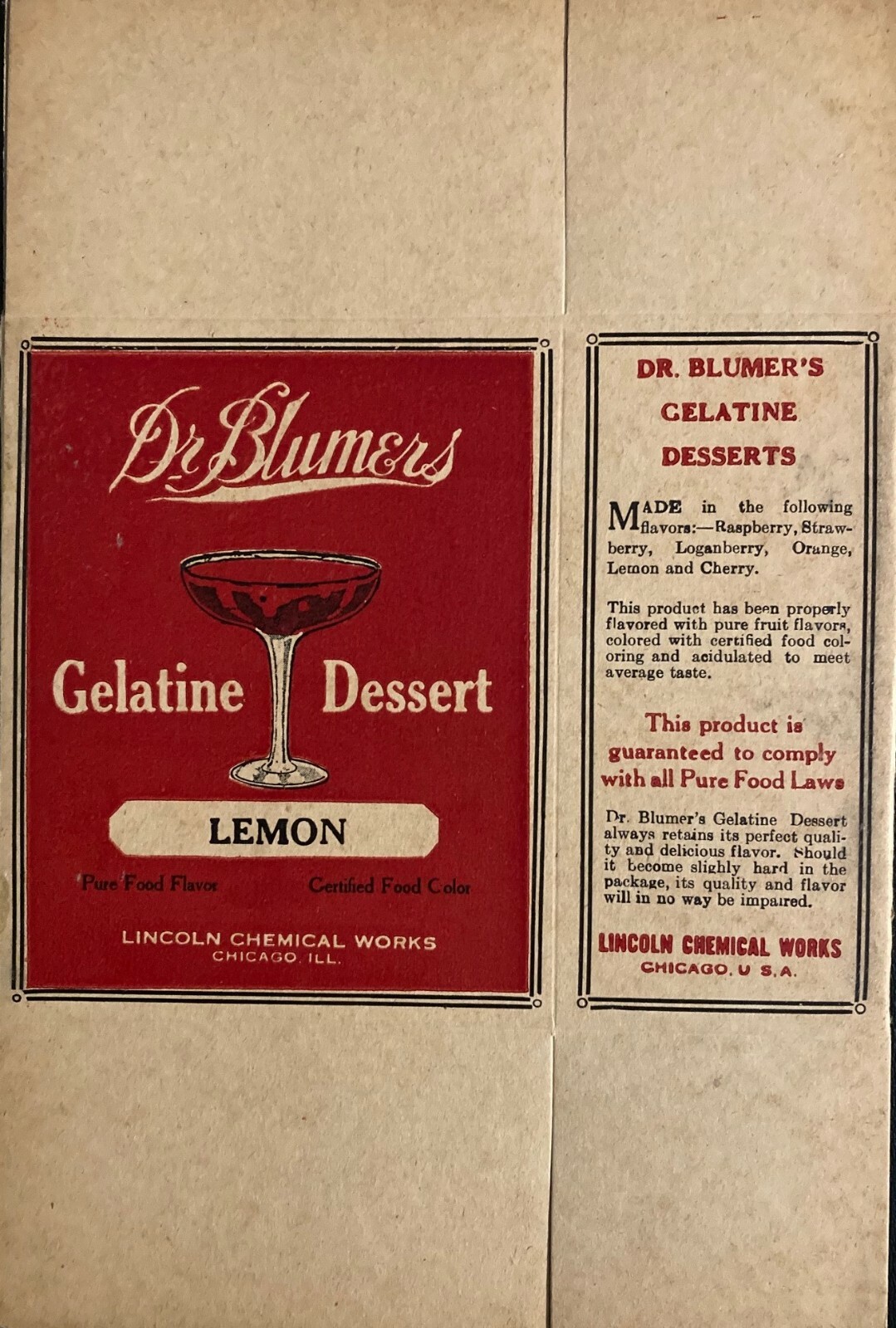 1910 Dr Blumers Gelatine Dessert Box (LEMON)  