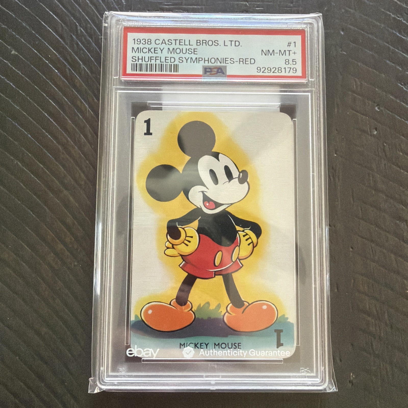 PSA 8.5 Castell Bros. Mickey Mouse Shuffled Symphonies Card Red Walt Disney 1938