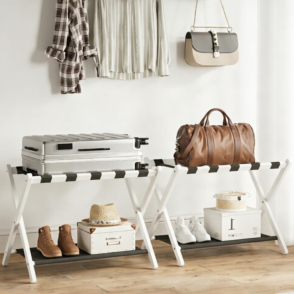 Bamboohomie 2 Bamboo Luggage Rack For Guest Room 26.77 Folding Wide Suitcase Bamboohomie 2 Bamboo Luggage Rack For Guest Room 26.77 Folding Wide Suitcase