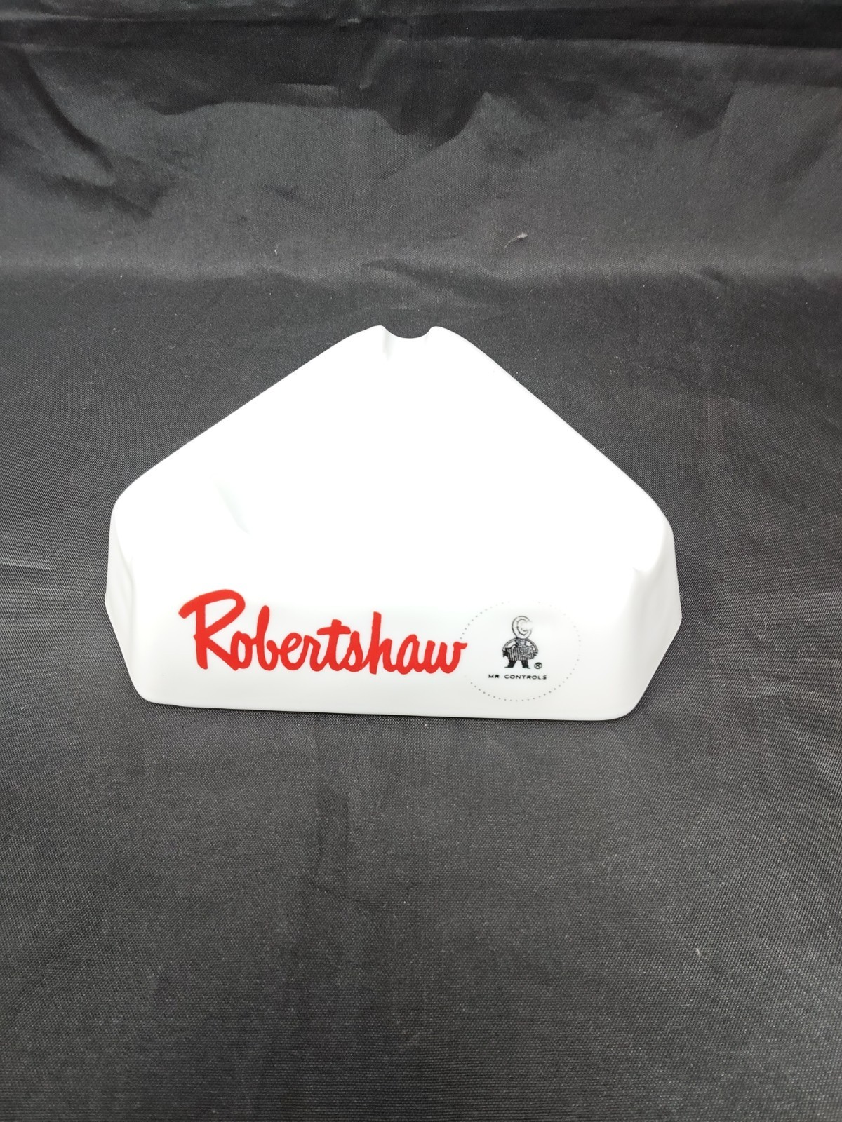 Vintage Robertshaw advertising ashtray Milk Glass Mr Controls MCM 1950's Excllen