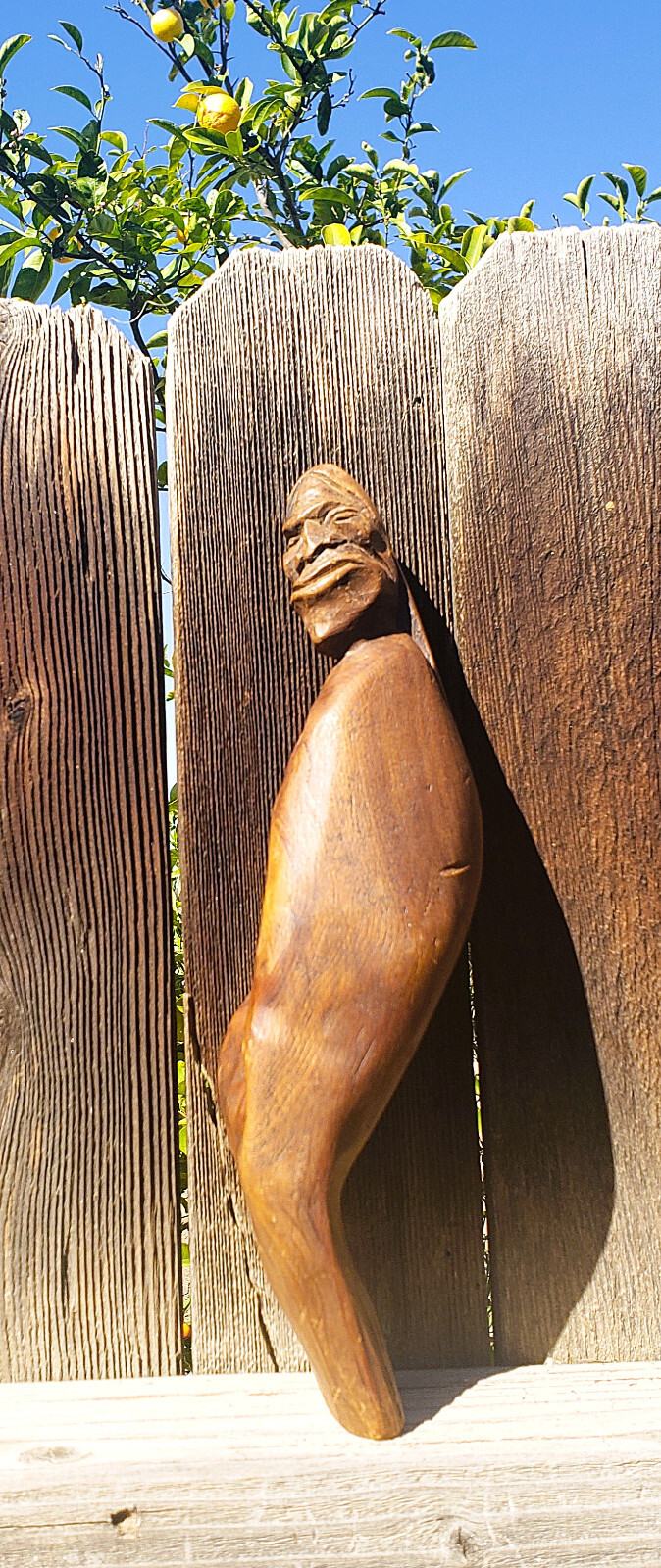 NATIVE AMERICAN / FIRST NATIONS WOOD CARVING - 10x3x2.5 inch - SIGNED \