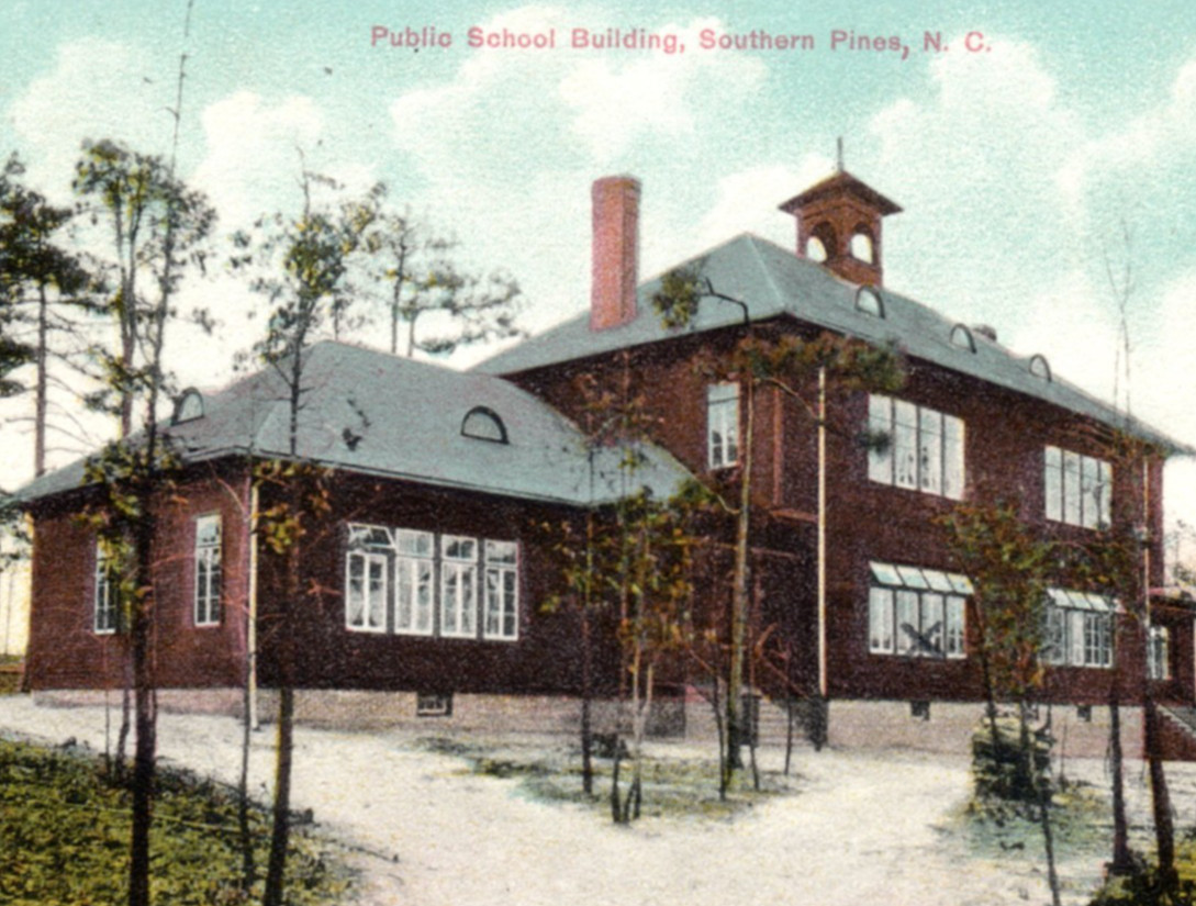 1910 Southern Pines SC School Building Postcard Antique