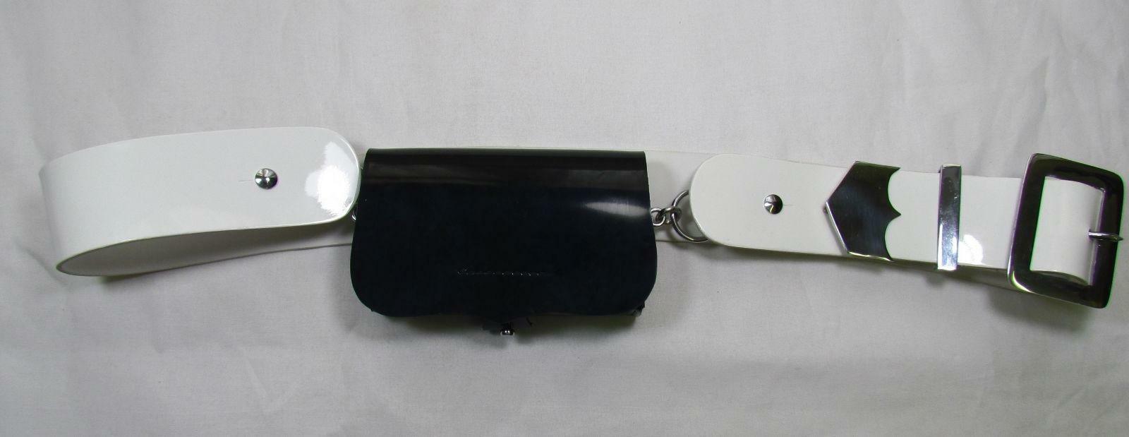 Belt Cross Belt White with Black Pouch PVC R1601