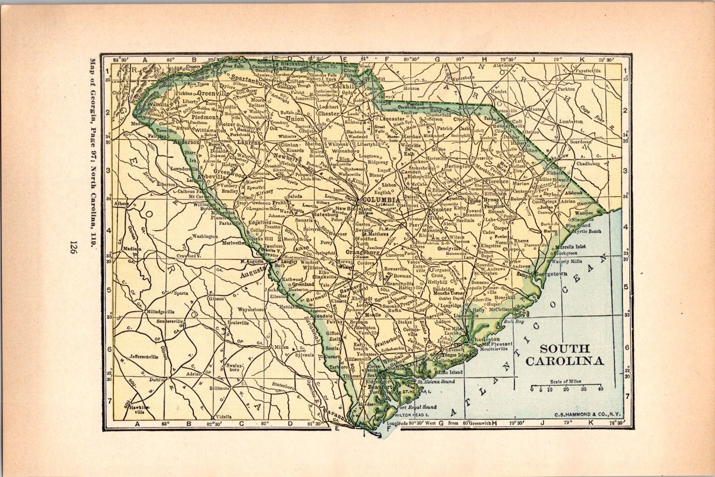 South Carolina Rhode Island 1927 Atlas Map TK18