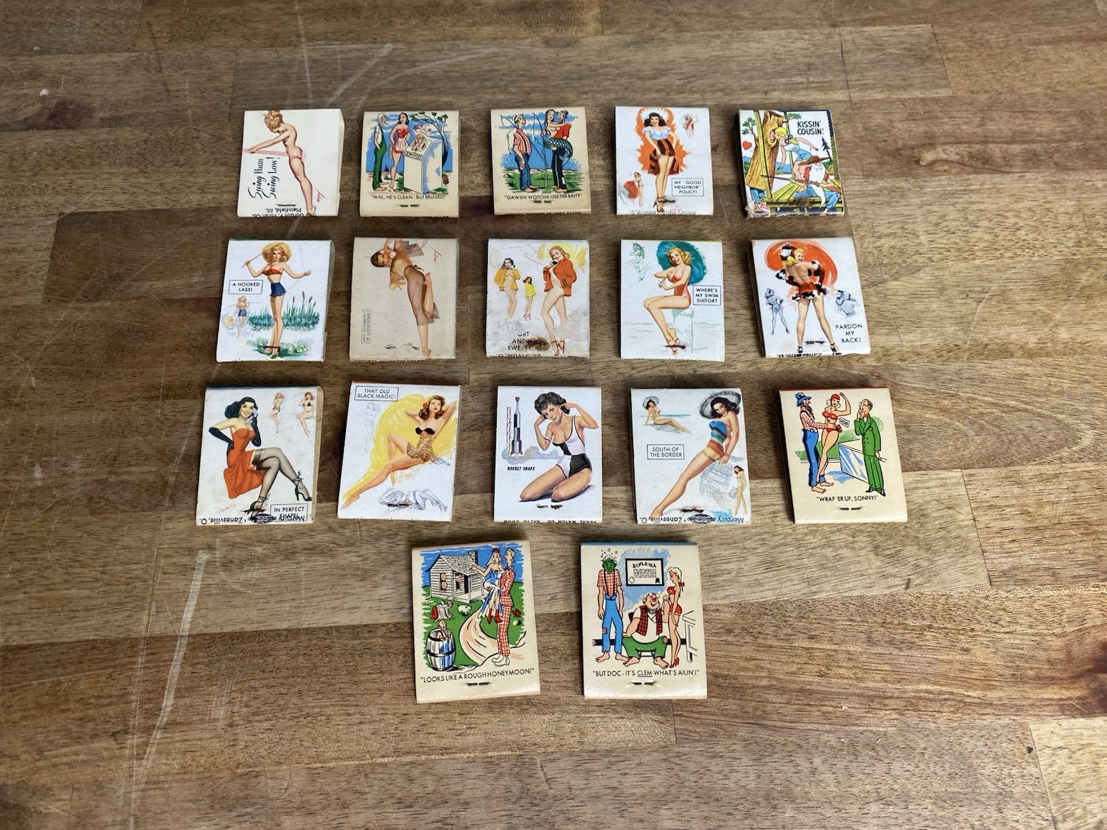 Lot of 17 Early  Vintage Pinup Girl Unstruck Matchbooks 30's 40's & 50's