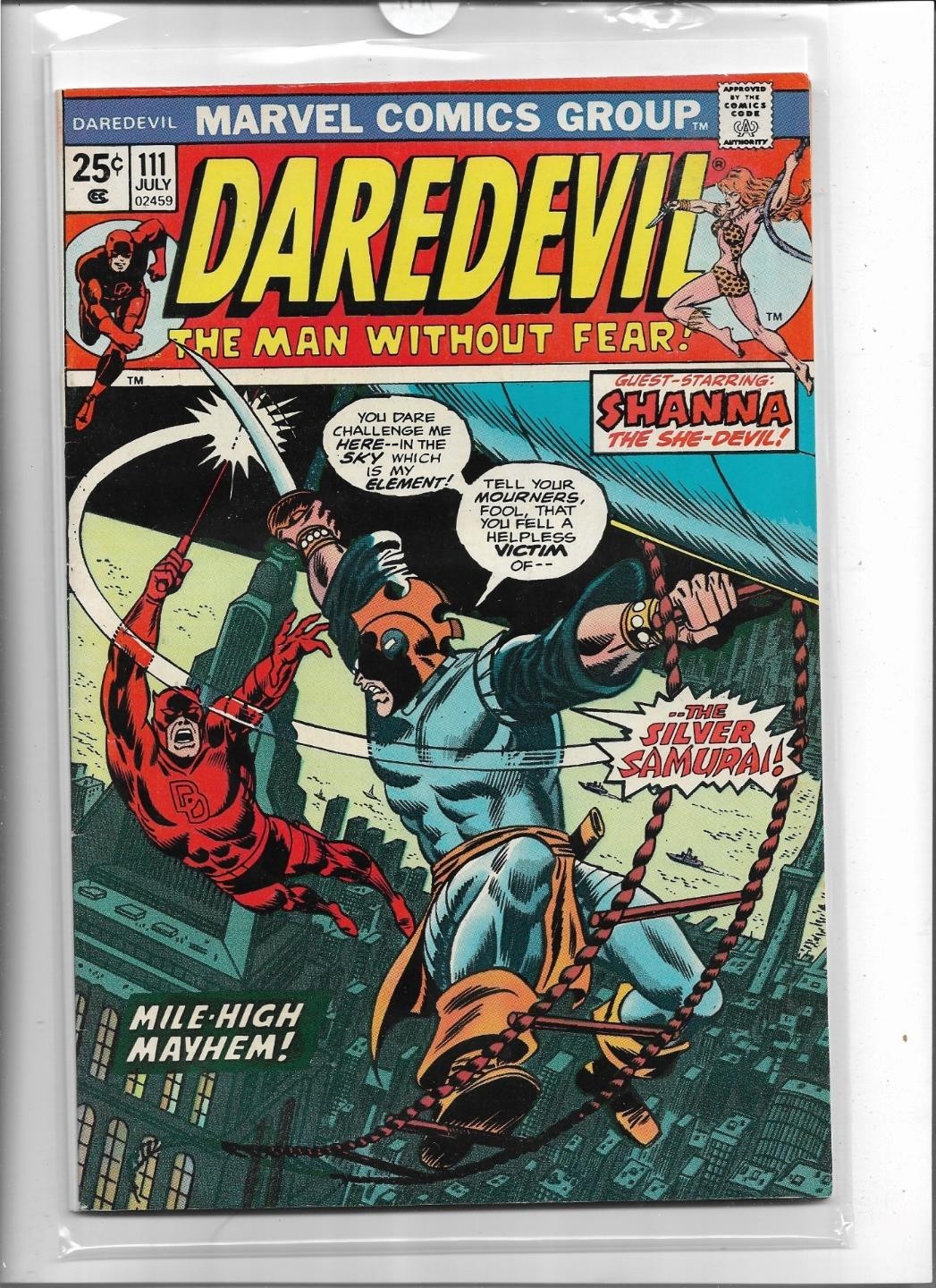 DAREDEVIL #111 1974 FINE-VERY FINE 7.0 1191 SILVER SAMURAI no stamp