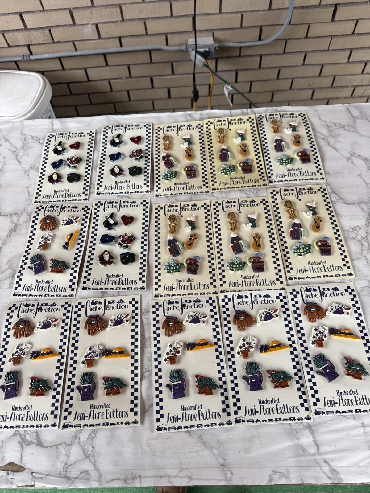 Vintage Handcrafted Buttons Cache Junction Semi Stone - Lot of 15 Cards