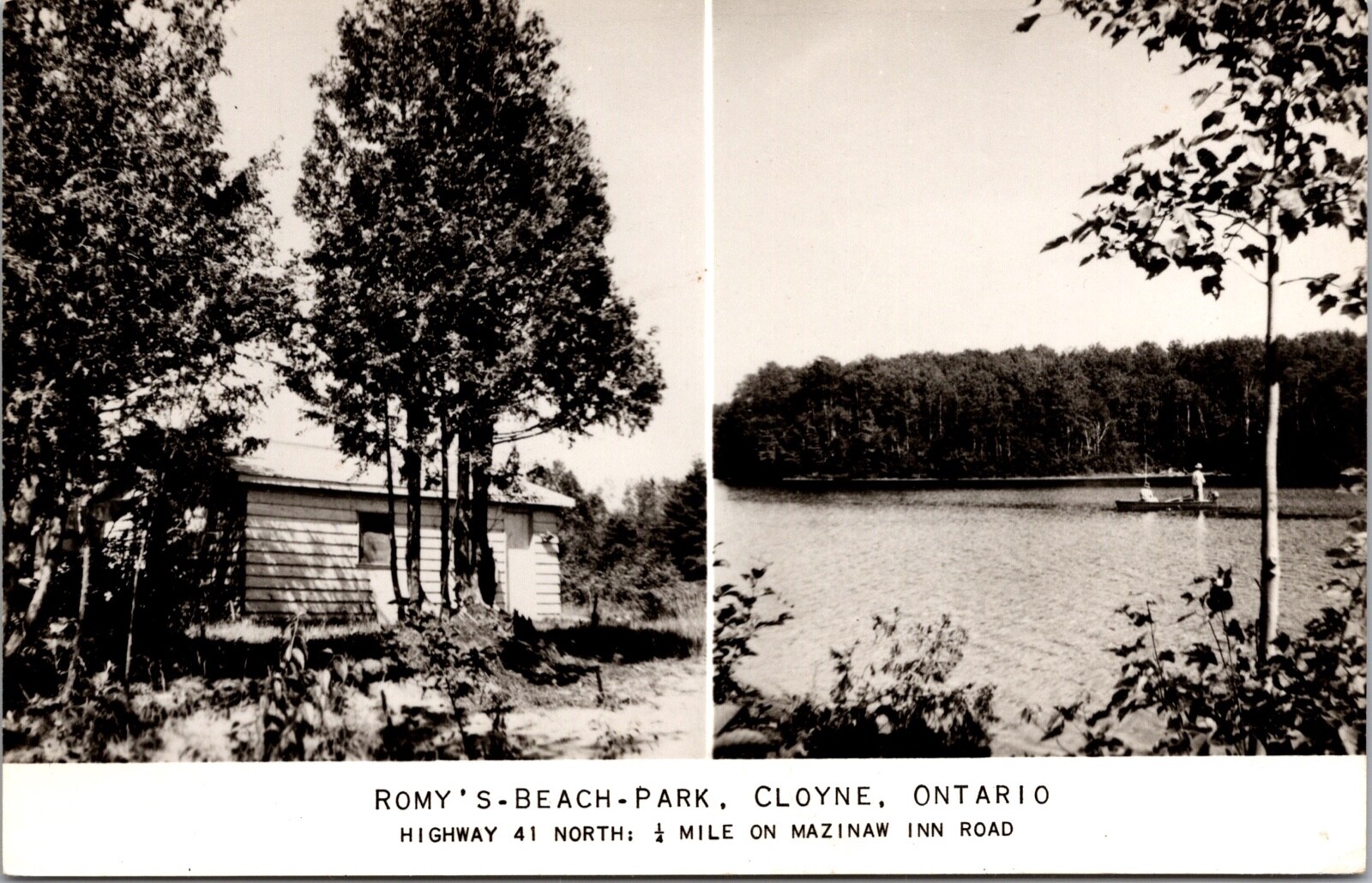 Real Photo Postcard Romy\'s Beach Park in Cloyne, Ontario, Canada