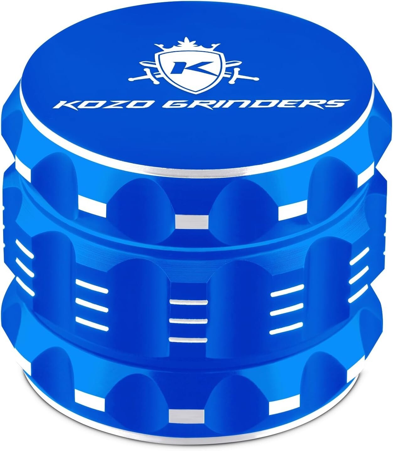 Kozo Grinders Best Herb Grinder Large 4 Piece, 2.5in Blue Anodized Aluminum